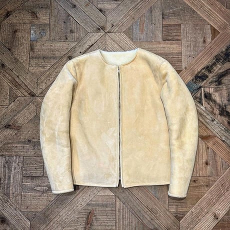 CWORKS【Bouton / ﾊﾞｰﾄﾝ】 Mouton collarless jacket (IVORY) FINE CREEK