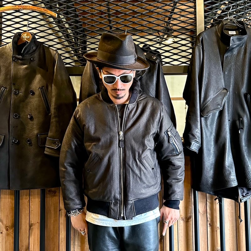 鹿革 MA-1 短丈 ニュージーランド産 レザージャケット 中綿