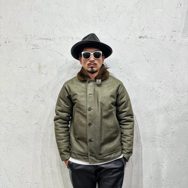 Bewitching Product CWORKS【Scope】All Leather N-1 deck jacket OLIVE
