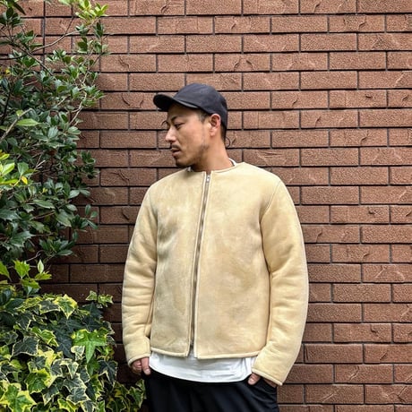 CWORKS【Bouton / ﾊﾞｰﾄﾝ】 Mouton collarless jacket (IVORY) FINE CREEK