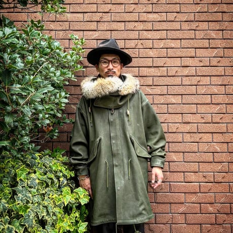 CWORKS【Lur / ﾙﾙ】Leather M65用 hood（OLIVE）(FINE CREEK )