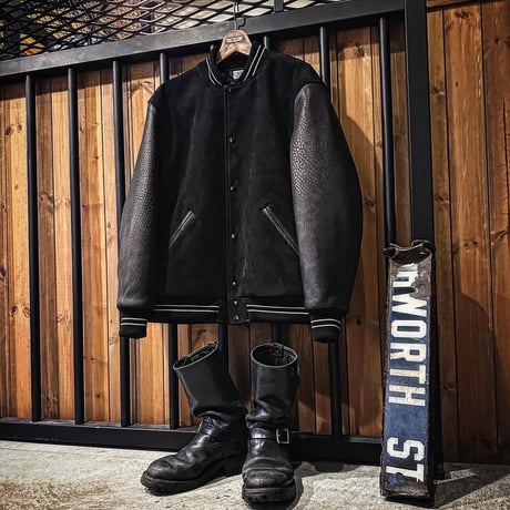 CWORKS【Leaward / ﾘﾜｰﾄﾞ】All Deer Leather Award jacket(BLACK)