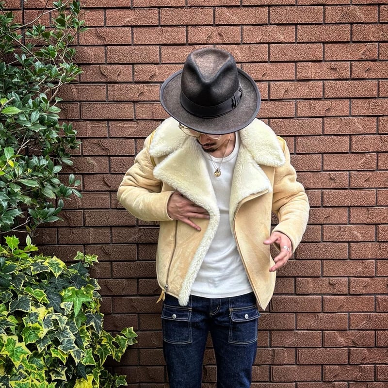 CWORKS【Dout / ﾀﾞｳﾄ】 Mouton riders jacket (IVORY