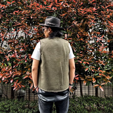 CWORKS【Novelist】All Leather deck vest OLIVE  ( horse / mouton ) 2026年４月末～2026年12月末入荷予定！！ご予約