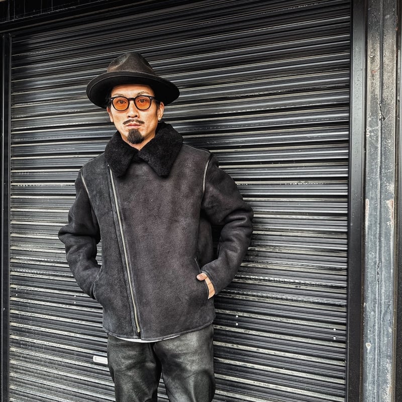 CWORKS【Dout / ﾀﾞｳﾄ】 Mouton riders jacket (BLACK
