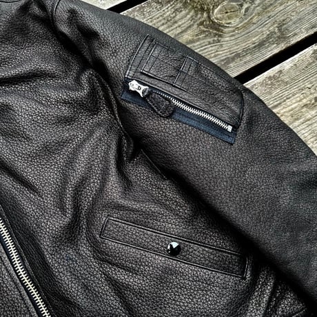 CWORKS【LEA】Leather MA-1 BLACK (FINE CREEK )