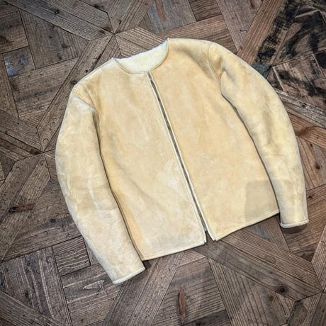 CWORKS【Bouton / ﾊﾞｰﾄﾝ】 Mouton collarless jacket (IVORY) FINE CREEK
