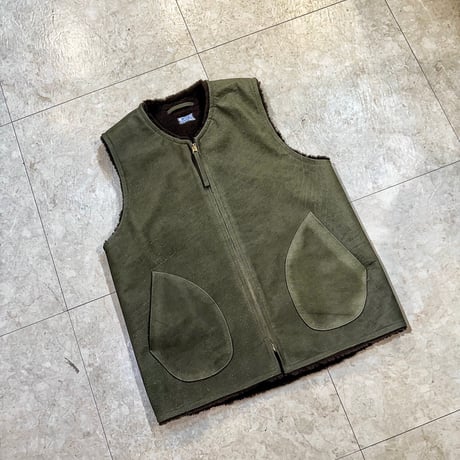 CWORKS【Novelist】All Leather deck vest OLIVE  ( horse / mouton ) 2026年４月末～2026年12月末入荷予定！！ご予約
