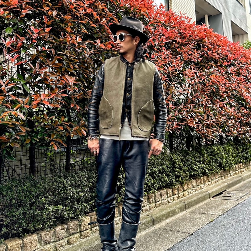 CWORKS【Novelist】All Leather deck vest OLIVE (