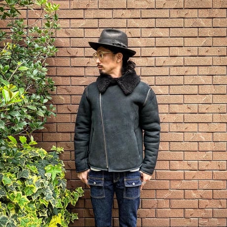 CWORKS【Dout / ﾀﾞｳﾄ】 Mouton riders jacket (BLACK) FINE CREEK