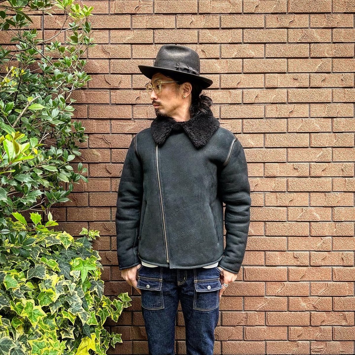 CWORKS【Dout / ﾀﾞｳﾄ】 Mouton riders jacket (BLACK...