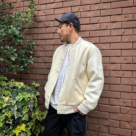 CWORKS【Leaward / ﾘﾜｰﾄﾞ】All Deer Leather Award jacket( IVORY)