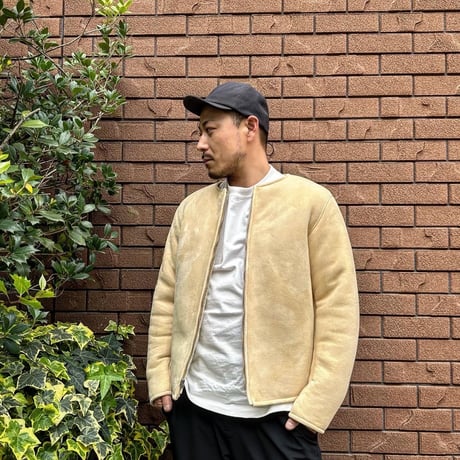 CWORKS【Bouton / ﾊﾞｰﾄﾝ】 Mouton collarless jacket (IVORY) FINE CREEK