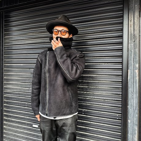 CWORKS【Dout / ﾀﾞｳﾄ】 Mouton riders jacket (BLACK) FINE CREEK
