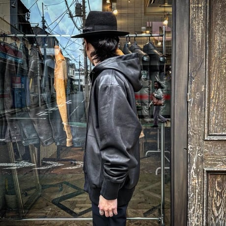 MOSSIR【Lornellia /ﾛｰﾈﾘｱ】washable leather full zip hoodie jacket(ﾌｧｲﾝｸﾘｰｸ)