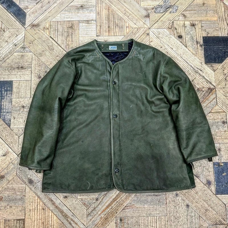 AKM オリーブグリーン レザー ファー グリズリージャケット　M AKM オリーブグリーン レザー ファー グリズリージャケット M