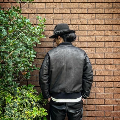 CWORKS【LEA】Leather MA-1 BLACK (FINE CREEK )