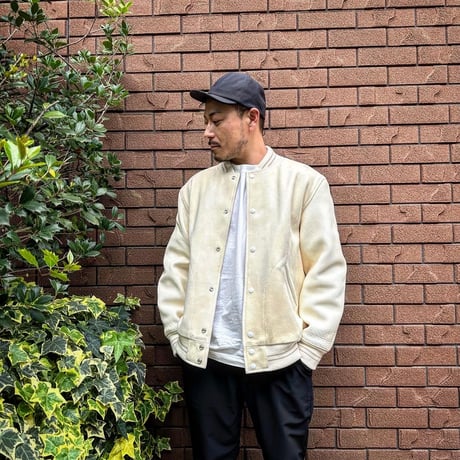 CWORKS【Leaward / ﾘﾜｰﾄﾞ】All Deer Leather Award jacket( IVORY)