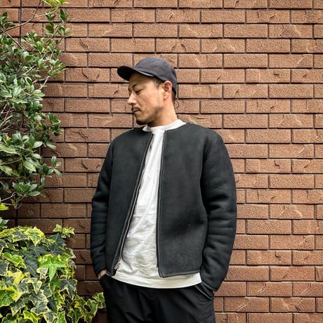 CWORKS【Bouton / ﾊﾞｰﾄﾝ】 Mouton collarless jacket (BLACK) FINE CREEK