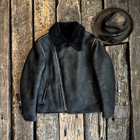 CWORKS【Dout / ﾀﾞｳﾄ】 Mouton riders jacket (BLACK) FINE CREEK