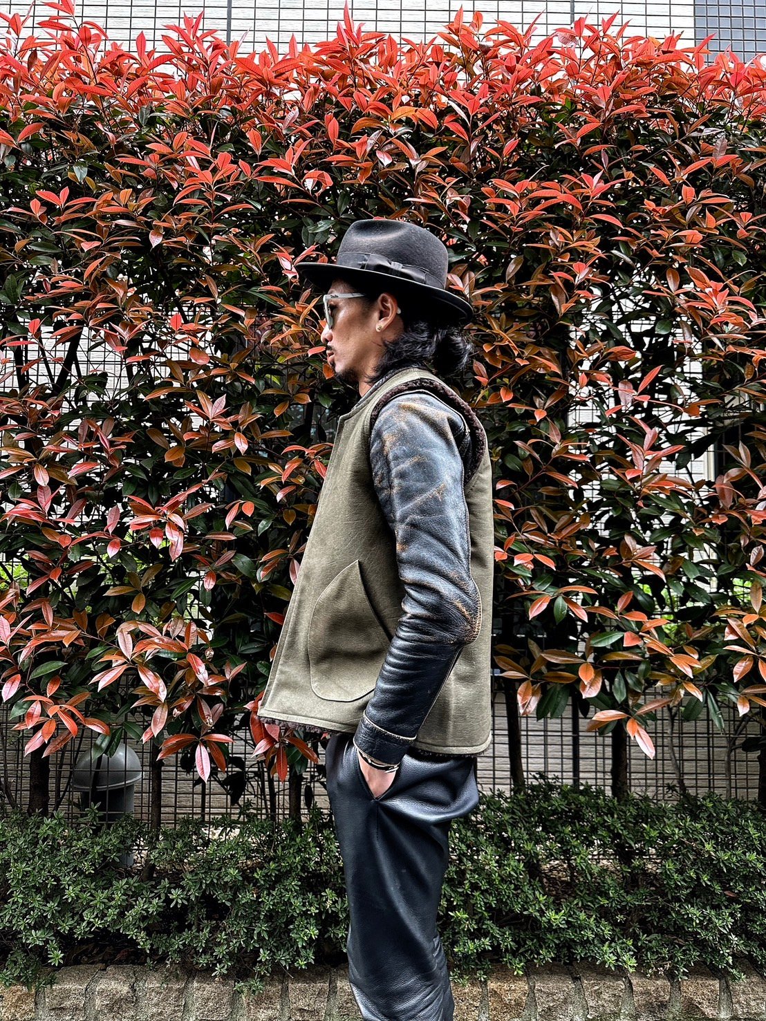 CWORKS【Novelist】All Leather deck vest OLIVE (