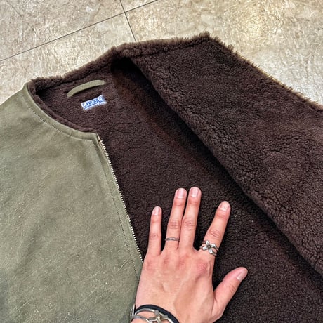 CWORKS【Novelist】All Leather deck vest OLIVE  ( horse / mouton ) 2026年４月末～2026年12月末入荷予定！！ご予約