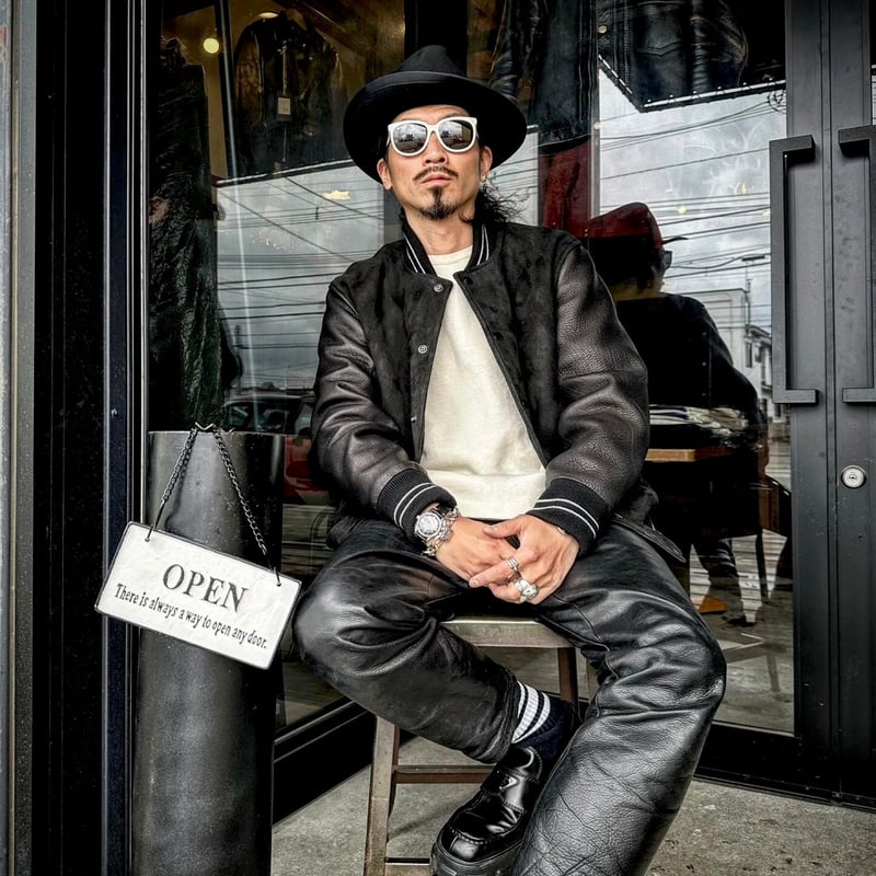 Y2 LEATHER レザースタジャン 38 ブラック アワードジャケット Y'2 LEATHER（ワイツーレザー）STEER SUEDE×STEER OIL RIB JACKET