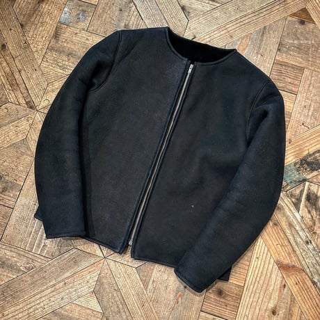 CWORKS【Bouton / ﾊﾞｰﾄﾝ】 Mouton collarless jacket (BLACK) FINE CREEK