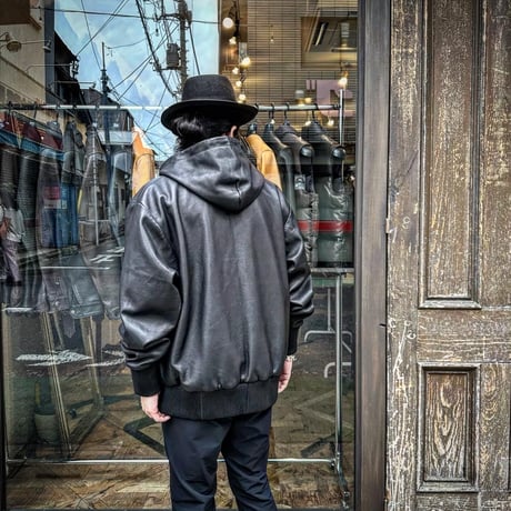 MOSSIR【Lornellia /ﾛｰﾈﾘｱ】washable leather full zip hoodie jacket(ﾌｧｲﾝｸﾘｰｸ)