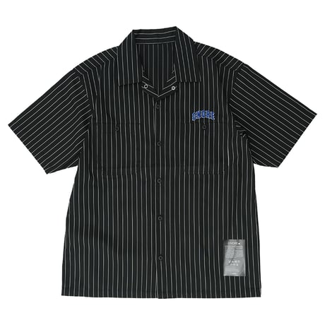 ONORE■ / "ONR" Striped Work Shirts / BLACK