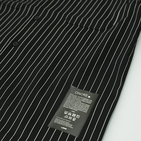 ONORE■ / "ONR" Striped Work Shirts / BLACK