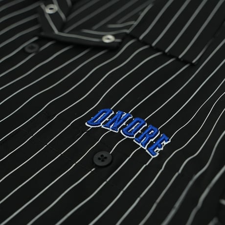 ONORE■ / "ONR" Striped Work Shirts / BLACK