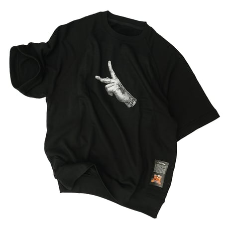 ONORE■ / Peace Hand - Half Sleeves Sweat / BLACK
