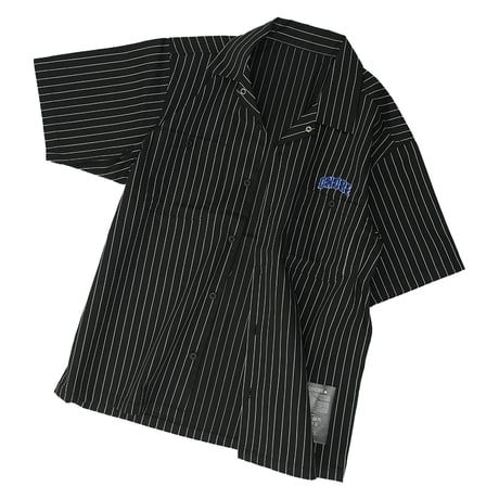 ONORE■ / "ONR" Striped Work Shirts / BLACK