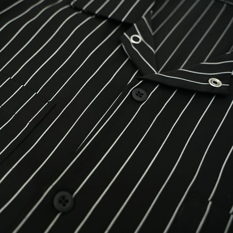 ONORE■ / "ONR" Striped Work Shirts / BLACK
