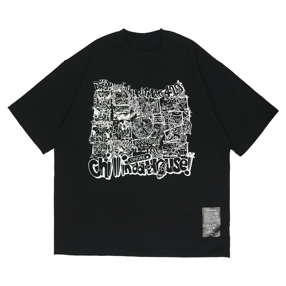 ONORE□ / CHILLINDAHOUSE 19th 4コマ Tee / BLACK |