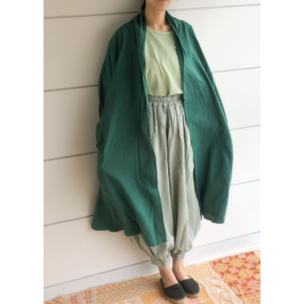 ヂェン先生の日常着 へちまえり長羽織り 鮮緑色 | キのハ ∞ from okinawa