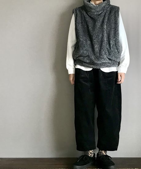 秋冬あったか■もこもこオフサイドベスト■杢チャコールグレー