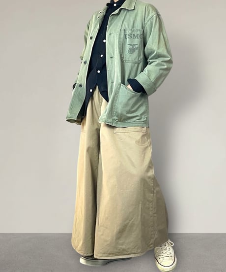 【予約販売】スカートに見えるワイドパンツ■チノ■ベージュ