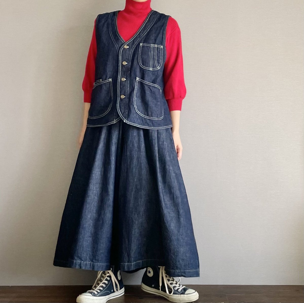 Engineered Garments　ブルー デニム ノースリーブ ベスト Engineered Garments ブルー デニム ノースリーブ ベスト