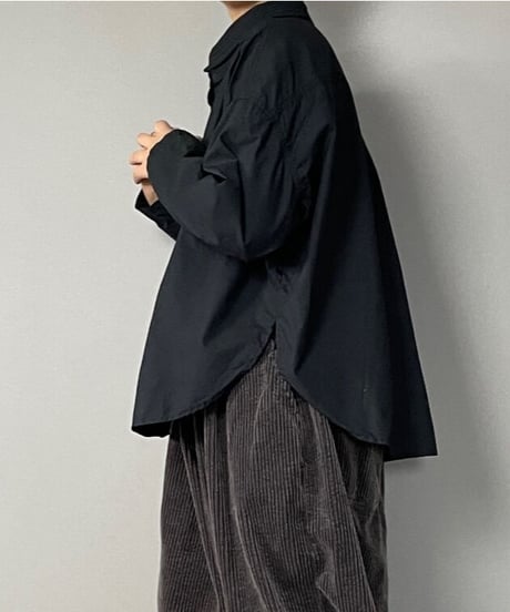 10/31販売開始■スリットオーバルシャツ■ ヴィンテージワッシャータイプライター ■ブラック