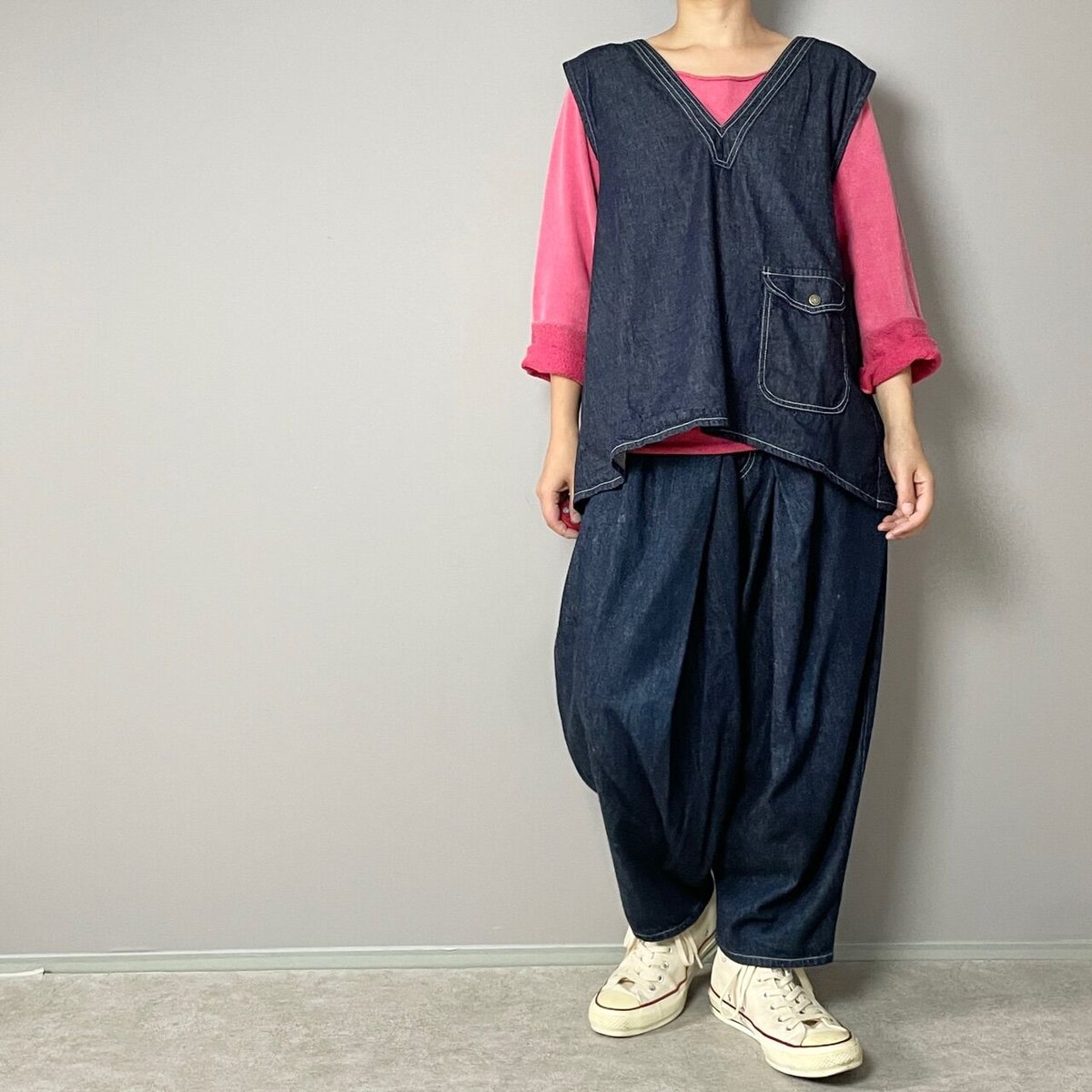 9/30販売開始□バッククロスベスト□ 国産ﾅﾁｭﾗﾙﾑﾗ7ozﾃﾞﾆﾑ □onewash |