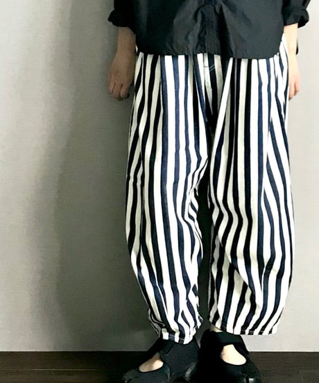 ■フーセンパンツ■太インディゴストライプ■onewash