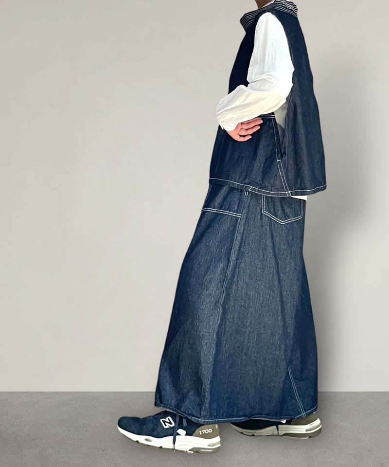 予約】スカートに見えるワイドパンツ□国産デニム□onewash | NUU