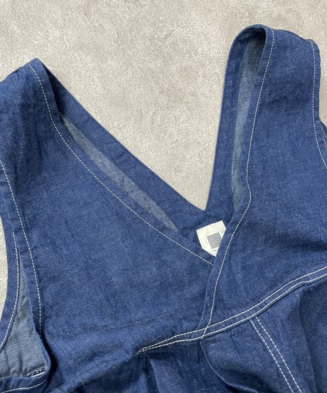 【予約販売】カシュクールサロペット■コバルトブルー■8ozヨコ糸グレーデニム■