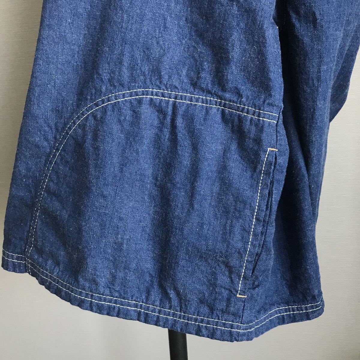 □フィッシャーマンスモック□コバルトブルー□8ozヨコ糸グレーデニム