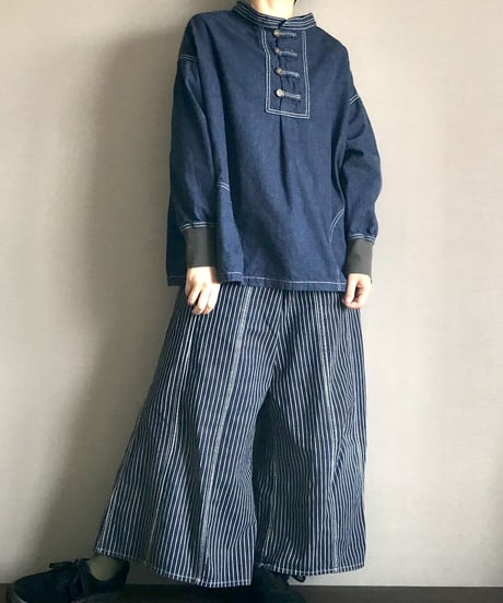 1/31販売開始■カンフースモック■コバルトブルー■8ozヨコ糸グレーデニム