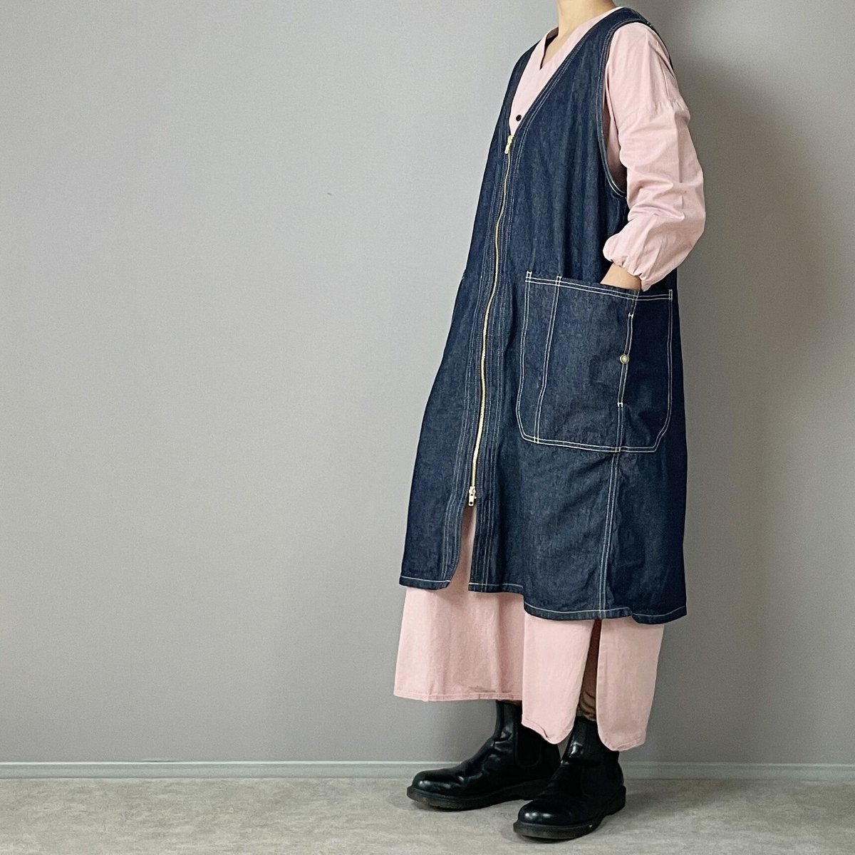 ジャンスカエプロン□10oz国産デニム□onewash | NUU-GARMENT FACTORY