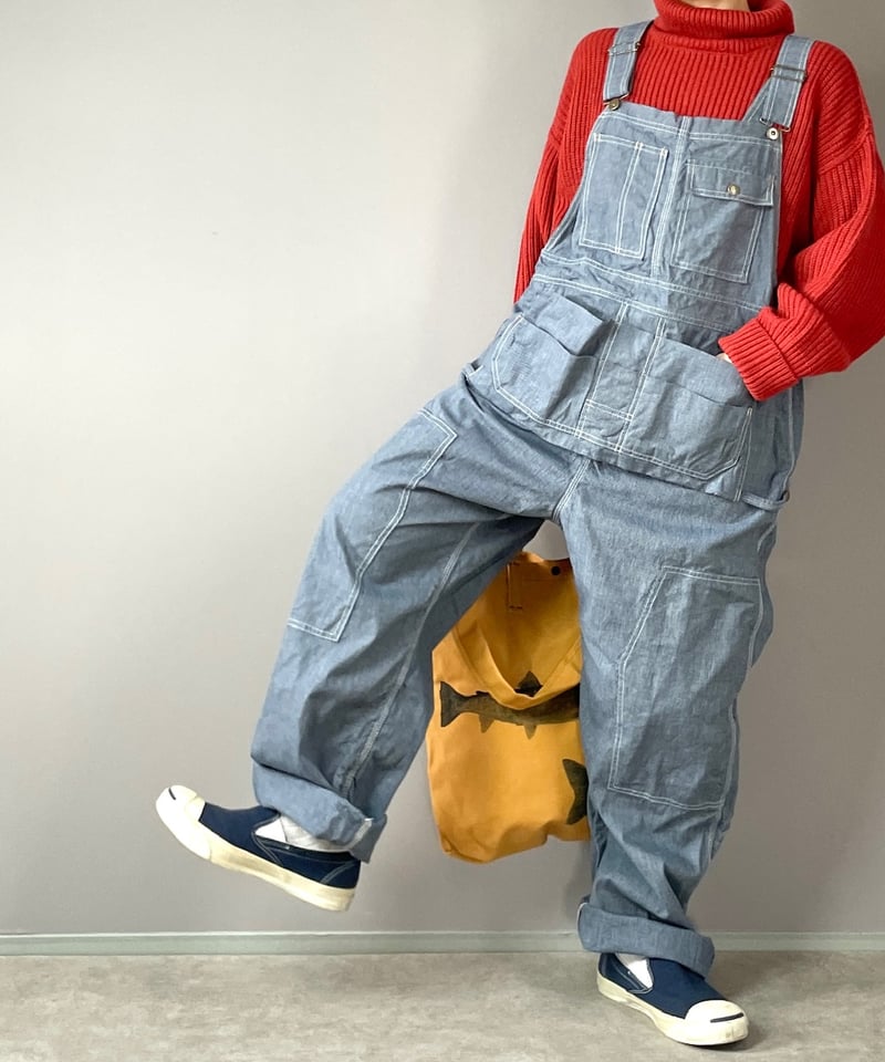 2/29販売開始◾️エプロンオーバーオール□9ozインディゴピンチェック