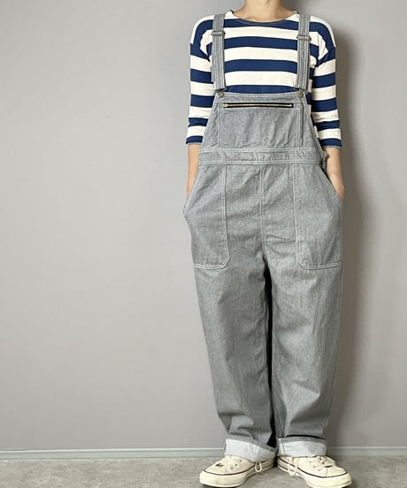 ■フレンチワークオーバーオール■10ozデニム◾️グレー